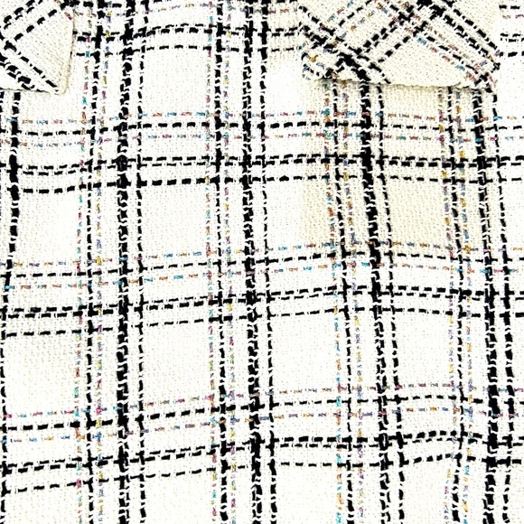 Max studio Black off White Plaid metallic sleeveless lined dress girls 5/6 small - Picture 5 of 8